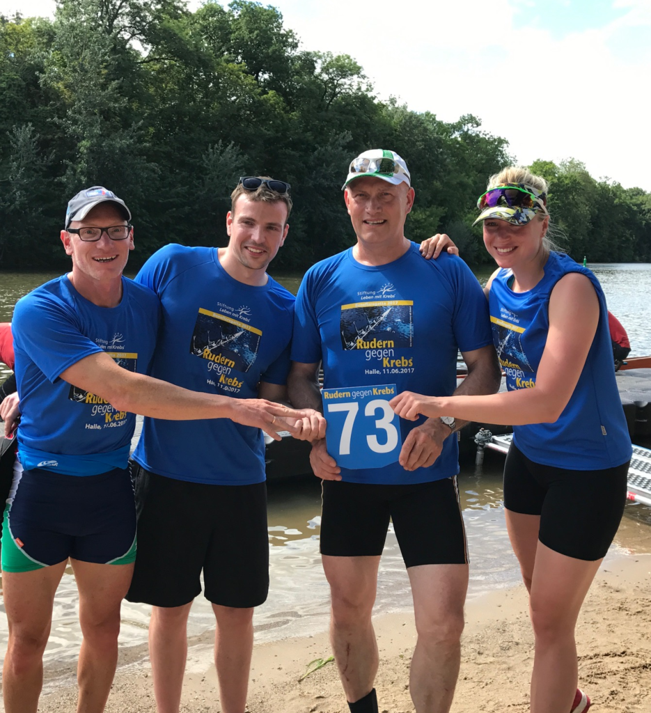 Photo Rudern gegen Krebs 2017:  Team TGZ Halle: Juila Lier, Andreas Hajek, Paul Biedermann, Jan Heise